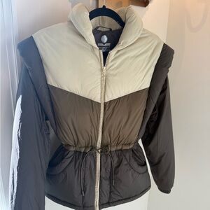 Isabel Marant Cream and Brown Puffer Jacket